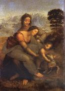LEONARDO da Vinci Maria with Child and St. Anna oil on canvas